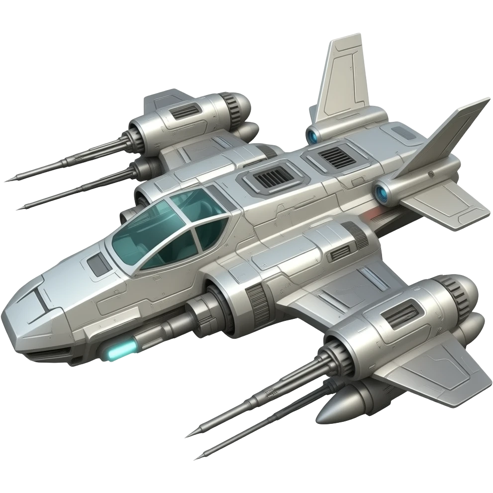 Sleak scifi hover plane with weapons emoji