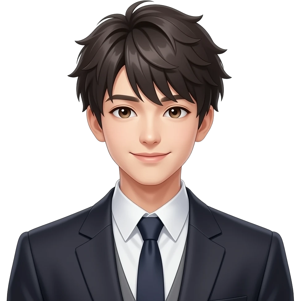 Cute Sexy Handsome Attractive Romantic Shoujo-Anime-style semi-realistic gentleMan happy emoji