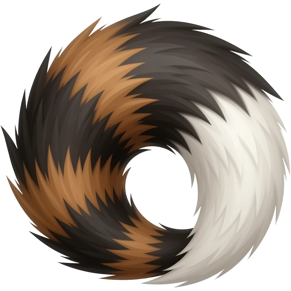 rabbit tail with black and brown emoji