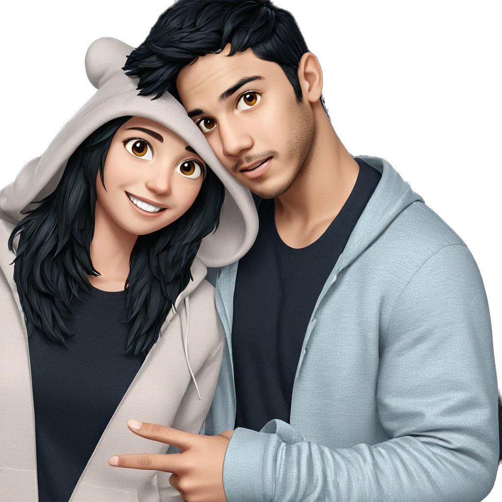 girl and boy smiling together emoji