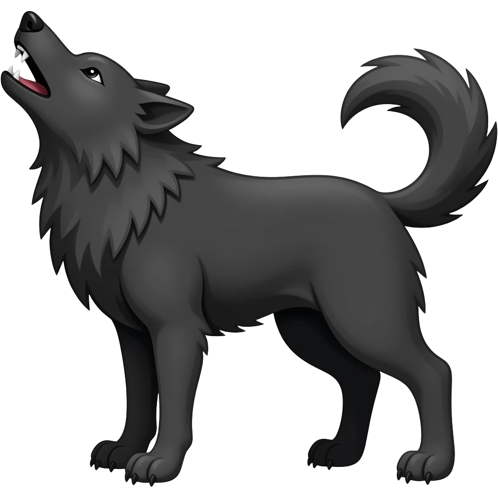 Lobo negro aullando emoji