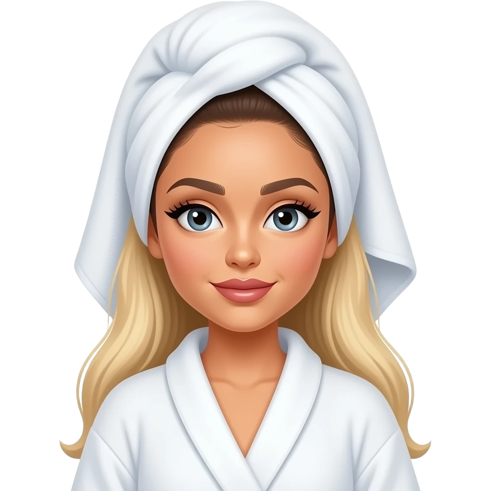 Ariana grande in bath robe with hair towel blonde hair emoji