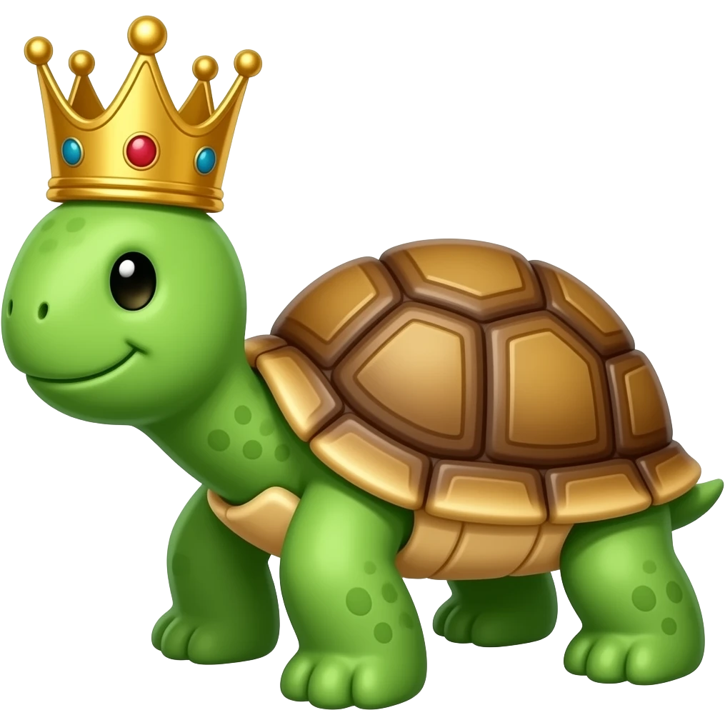 standing tutle and wear crown emoji