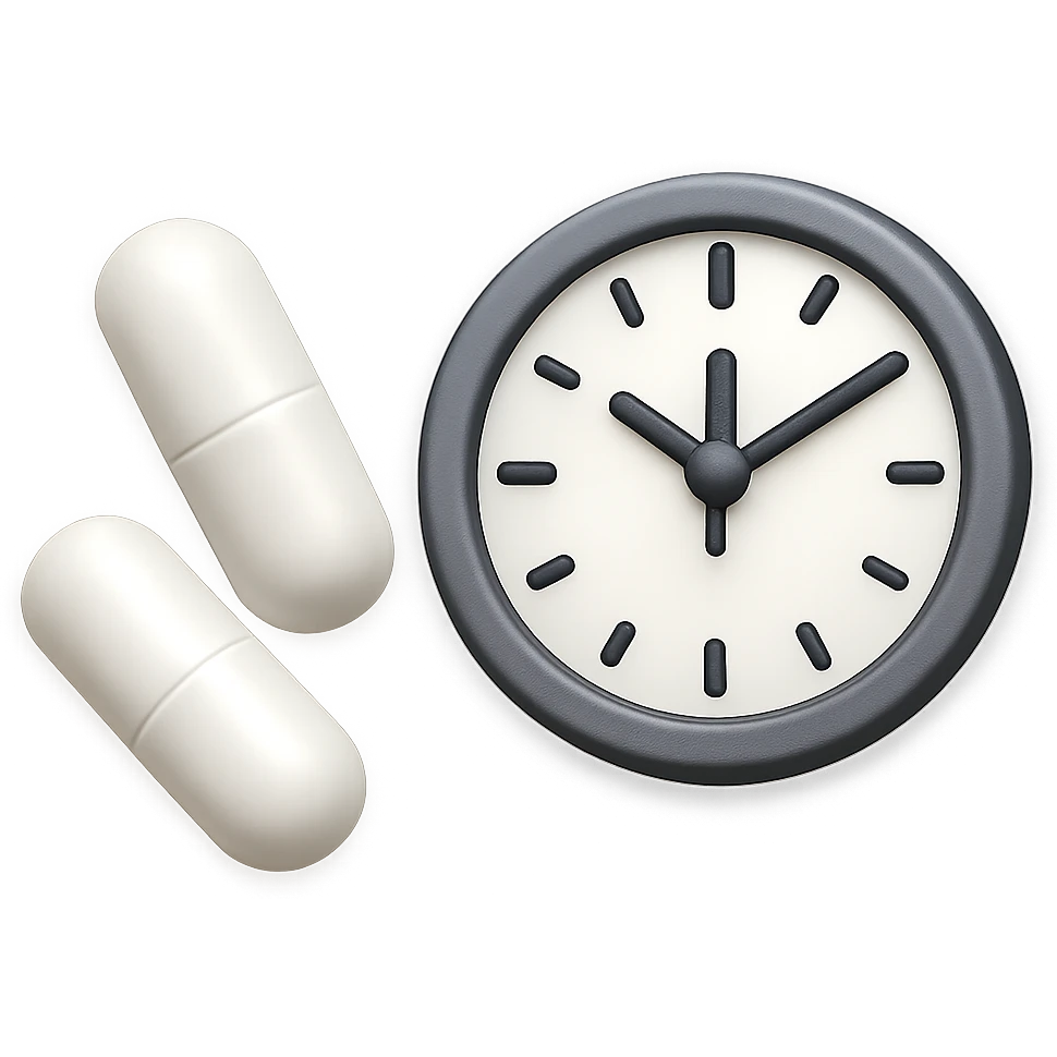 DUE BOCCETTE DI INTEGRATORI BIANCHE FLUTTUANO IN ARIA INSIEME AD UN OROLOGIO DA MURO IN STILE EMOJI IPHONE, IPERREALISTICA 4K emoji