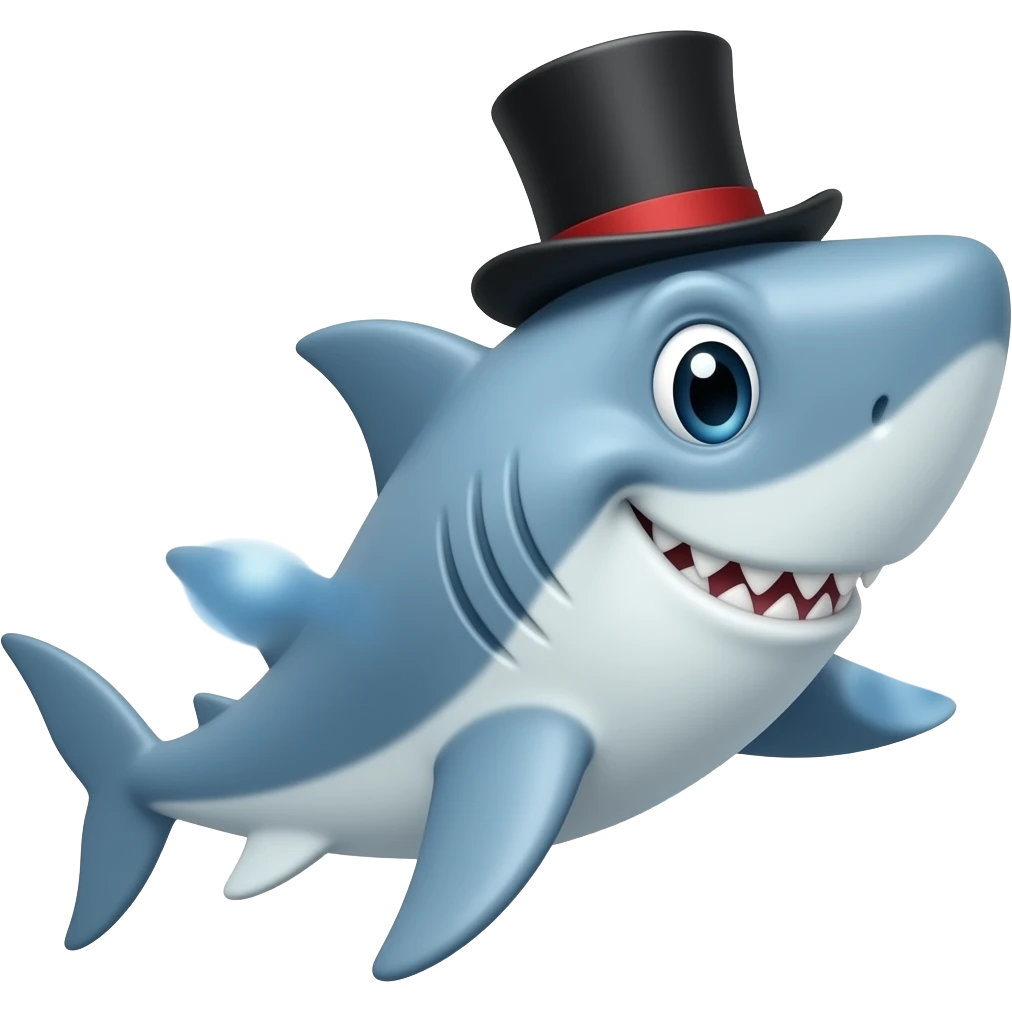 Shark with a top hat emoji