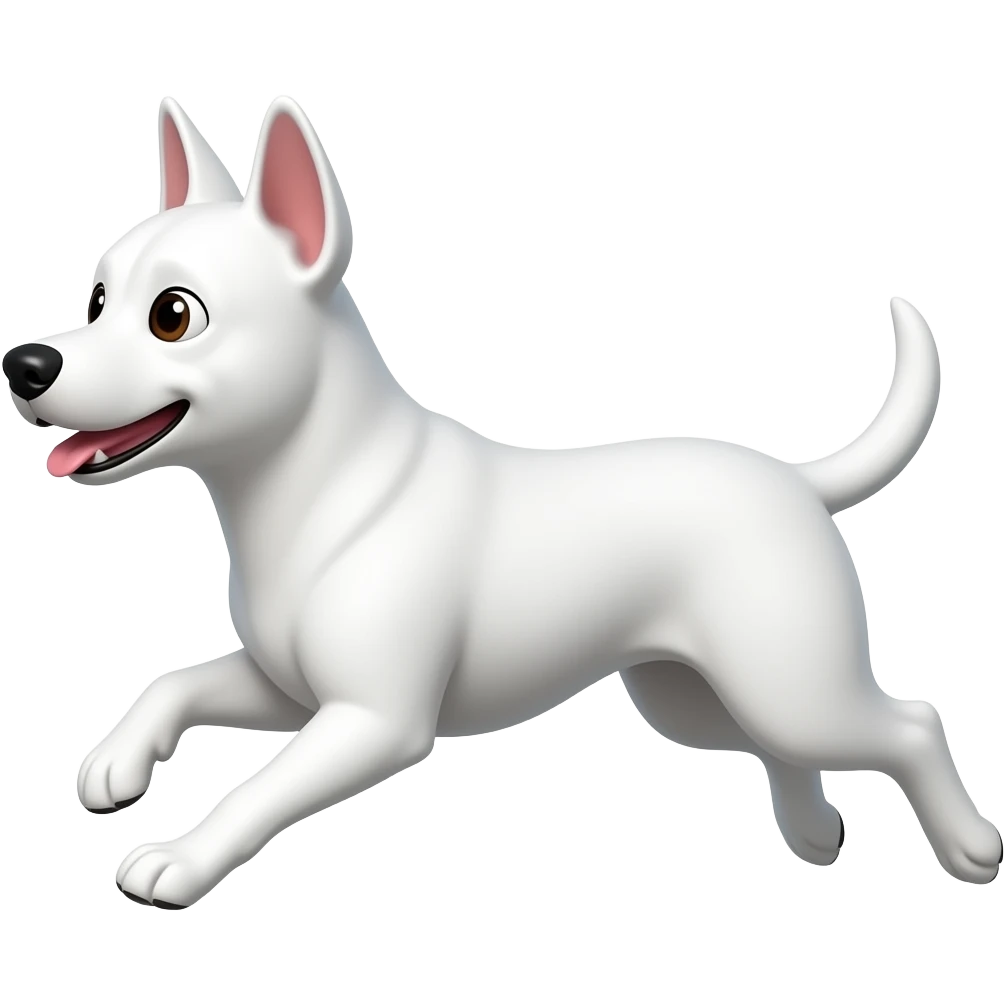 Cartoon white dog with its ears standing up running emoji