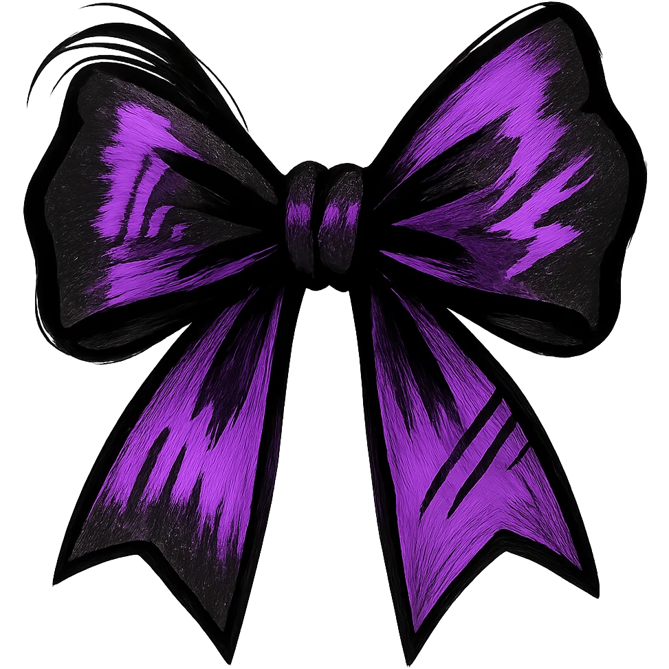 emo bow, black and purple, expressive and stylish, remove background emoji