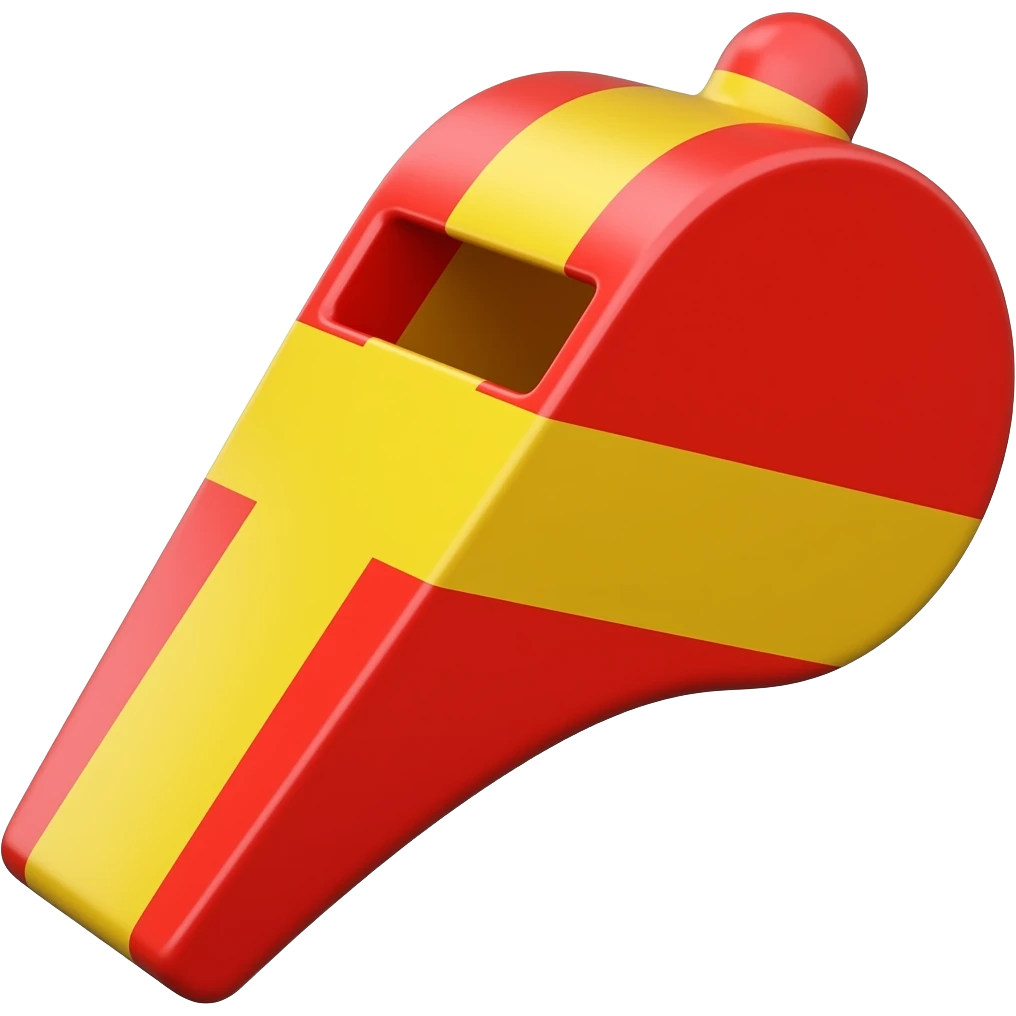 Whistle red yellow red like flag half strips emoji