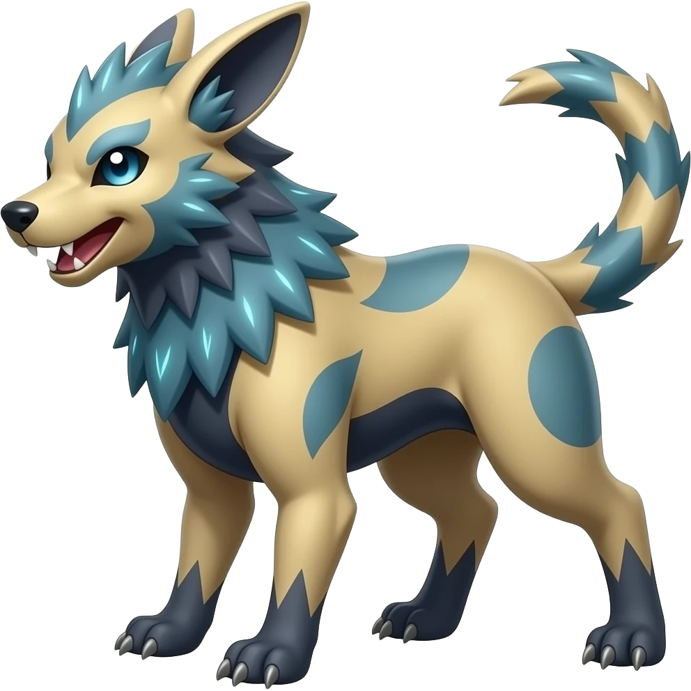 Shiny 4-legged Salandit-Electrike-Amaura-Houndoom-Zeraora-fusion, full body emoji