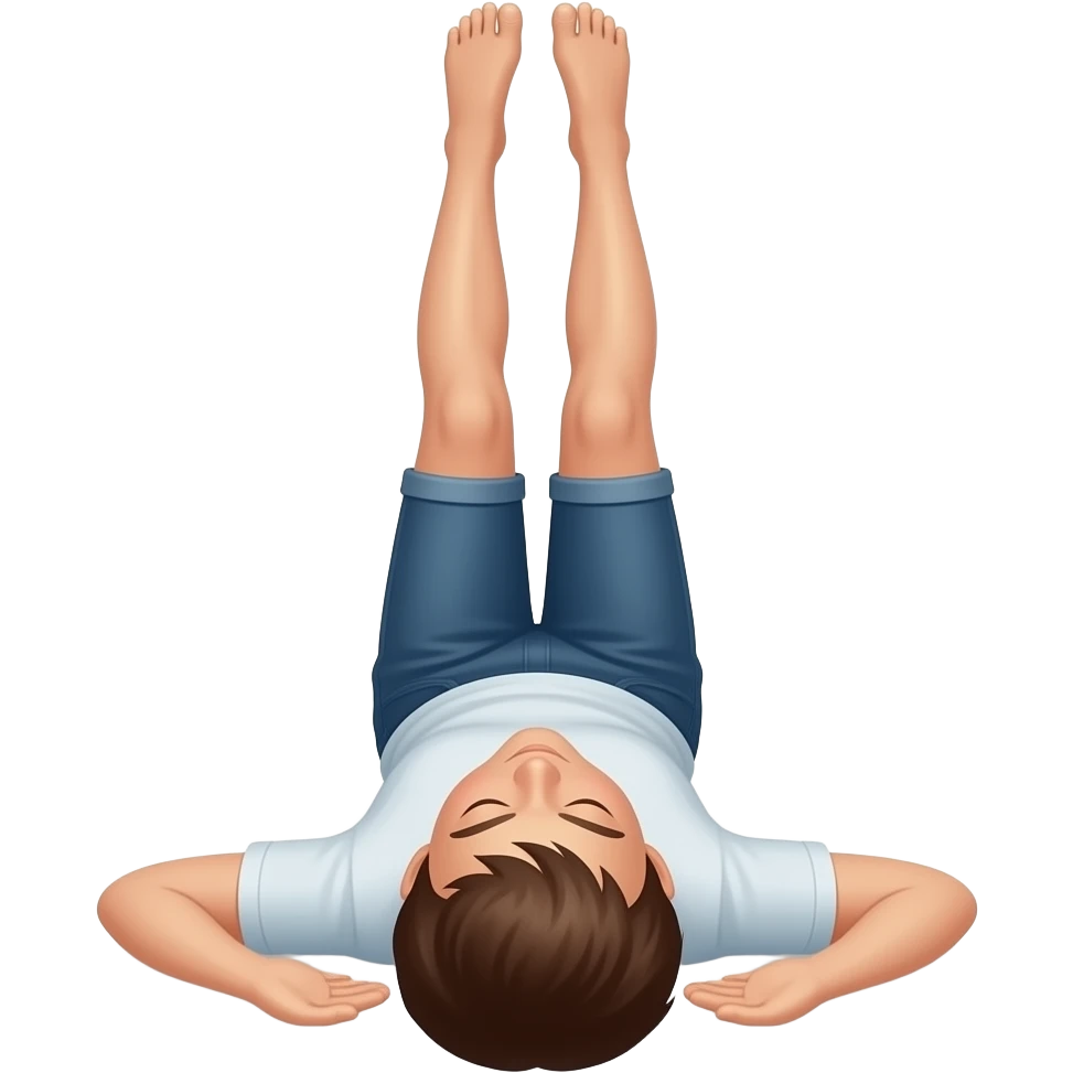 Emoji layin on its back with legs in the air bottom view emoji