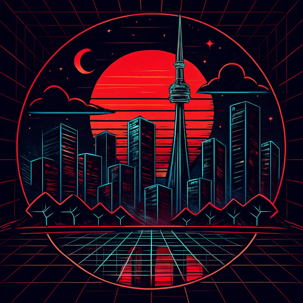 Make this image more edgy, 80's TRON, retro feel  emoji