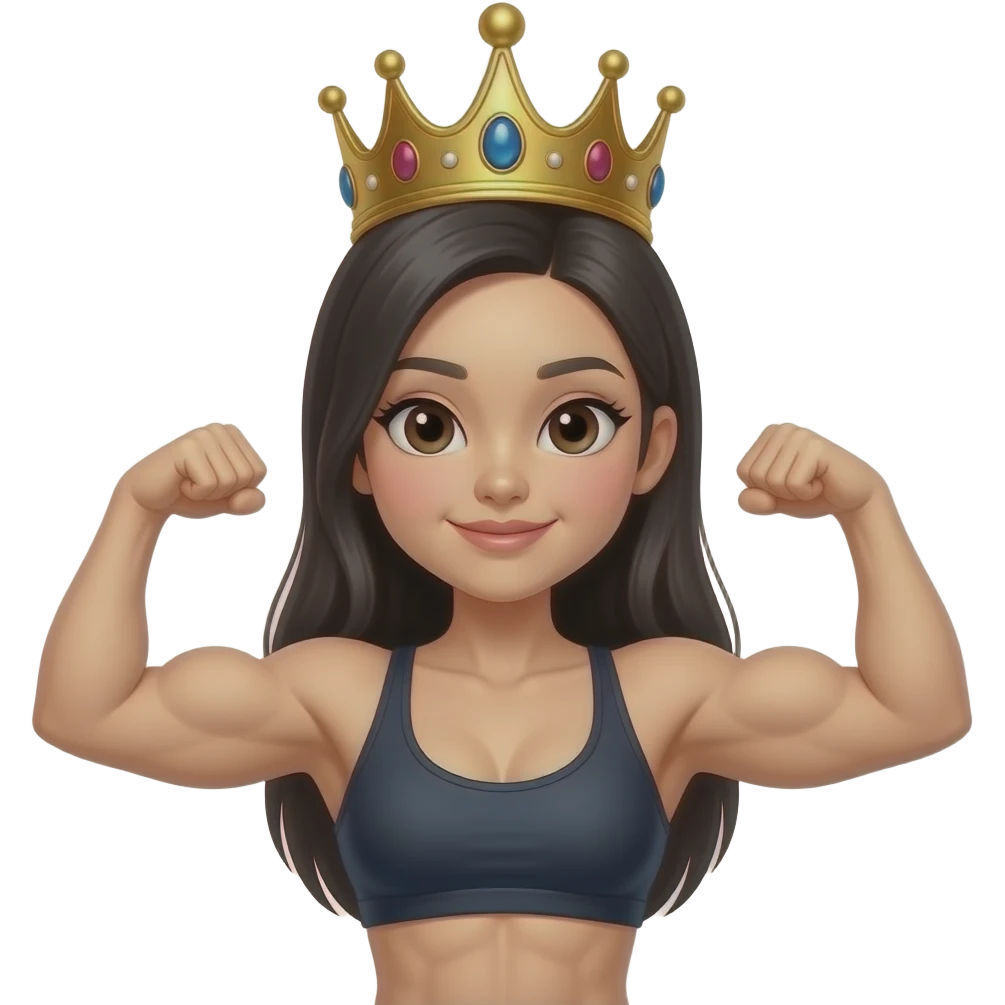 cute  chinese female bodybuilder with a crown emoji