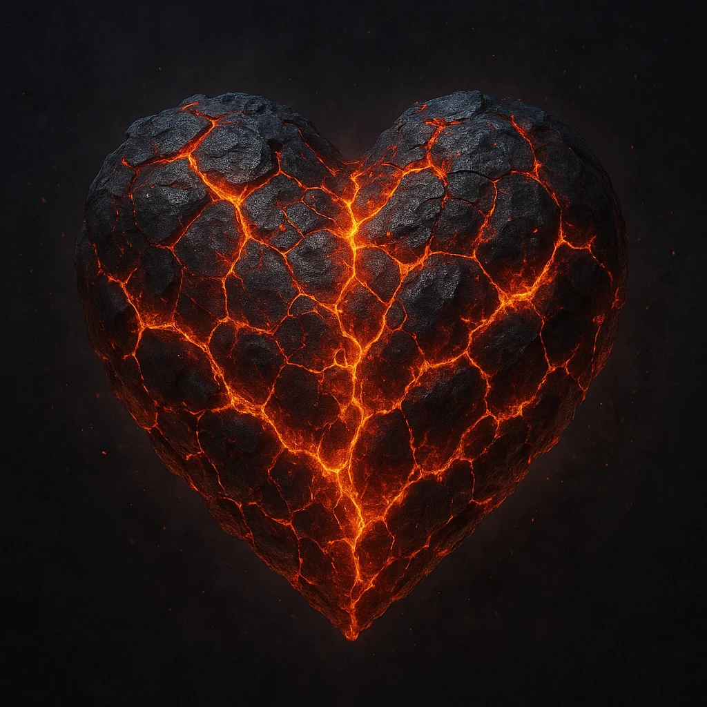 heart with a lava texture, realistic digital art style emoji