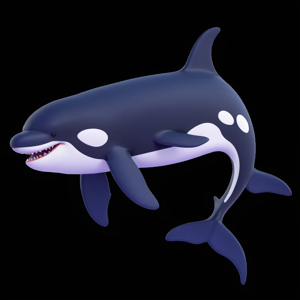 killer whale, 3d, swimming underwater emoji