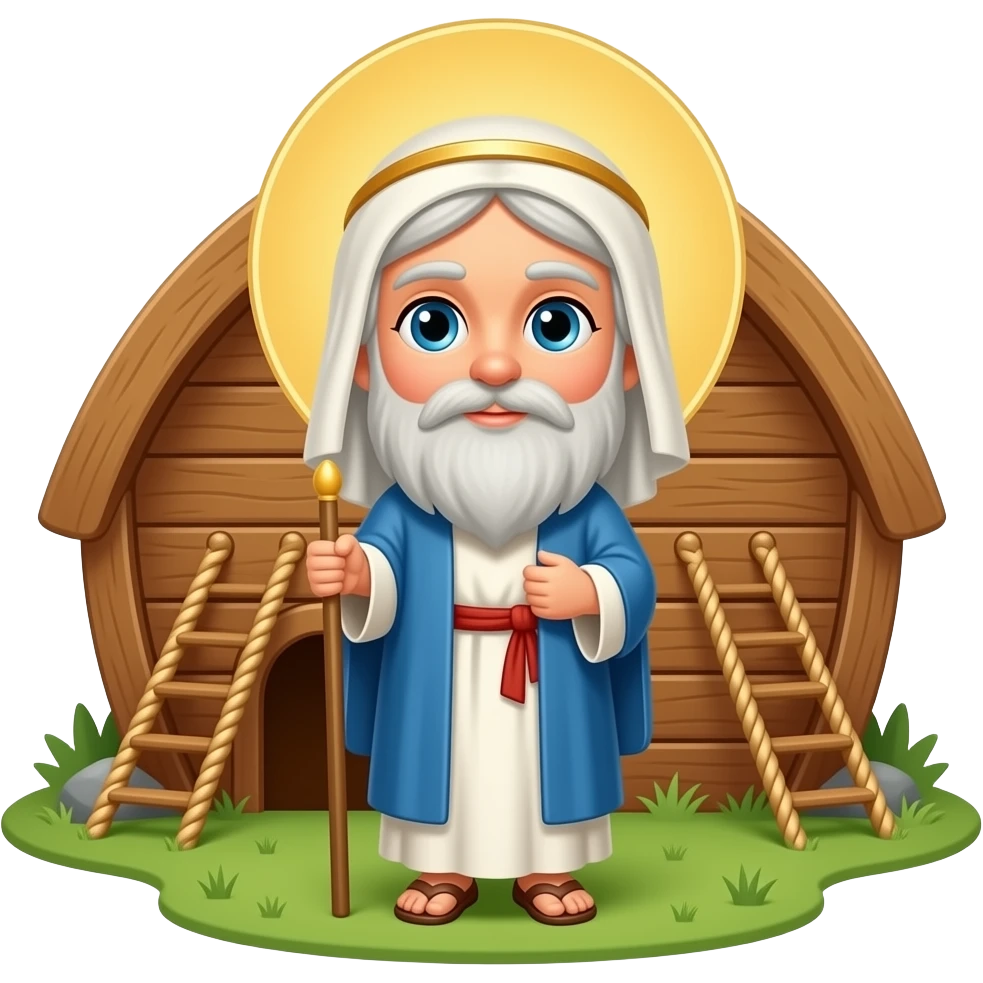 Biblical Mrs Noah standing in front of the Ark (not a picture of it) emoji