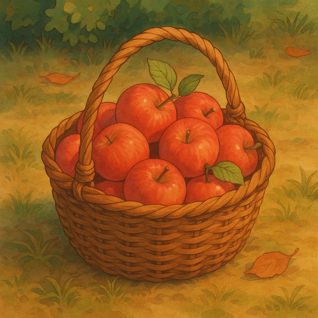cozy basket of apples after apple picking emoji