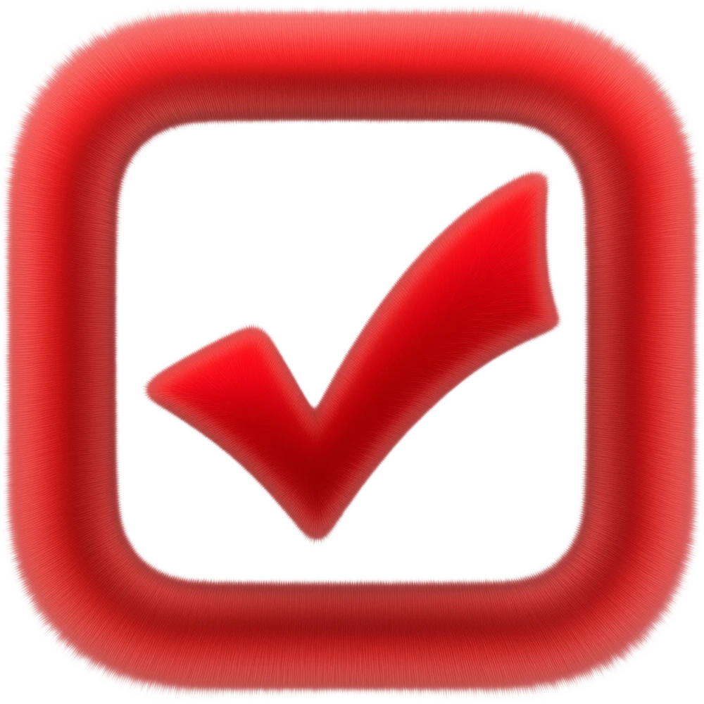 галочка в квадрате пушистая красная emoji