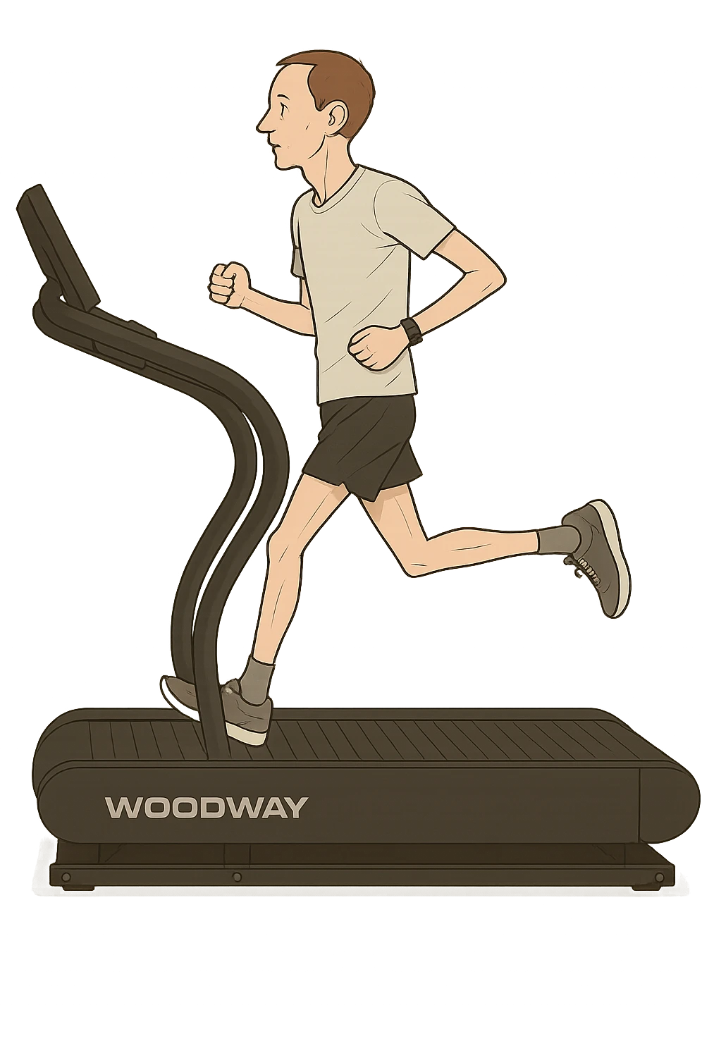uomo che corre sul tapis roulant ma è secco e senza muscoli. emoji