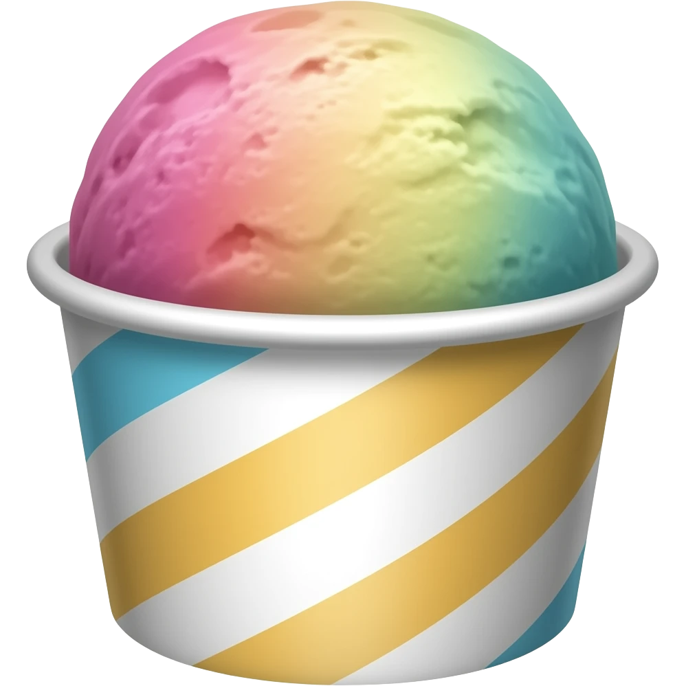 ice cream cup emoji, colorful scoop, kawaii style emoji