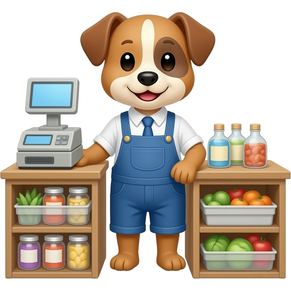 market cashier dog emoji