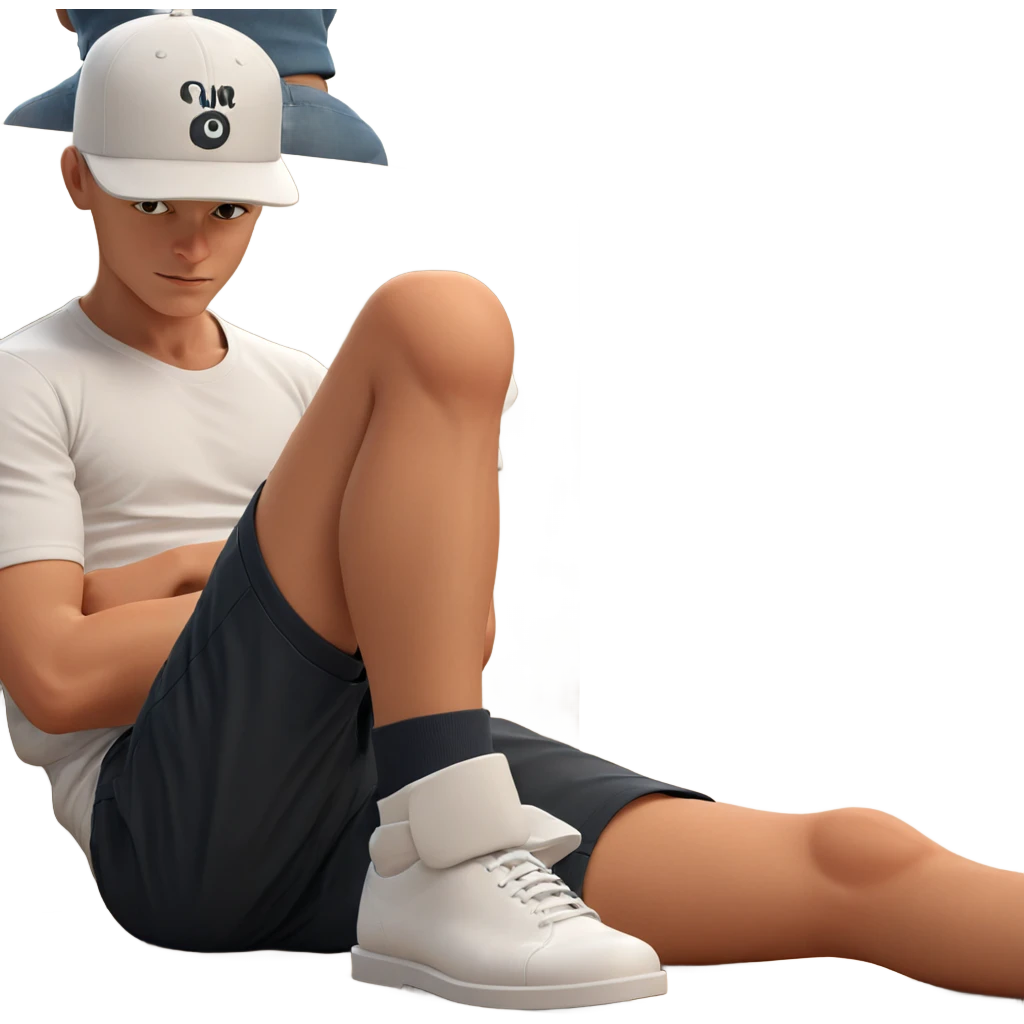 sitting boy in white shirt emoji