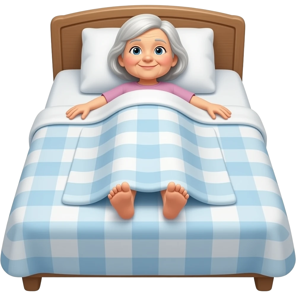 una abuelita estirada en la cama pero vieja i que se vea la cama entera pero que no se le vean los pies emoji