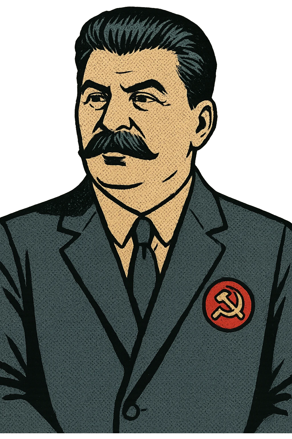An upper body image of a leader who looks like Joseph Stalin with a suite and wearing a Communist Party badge. emoji