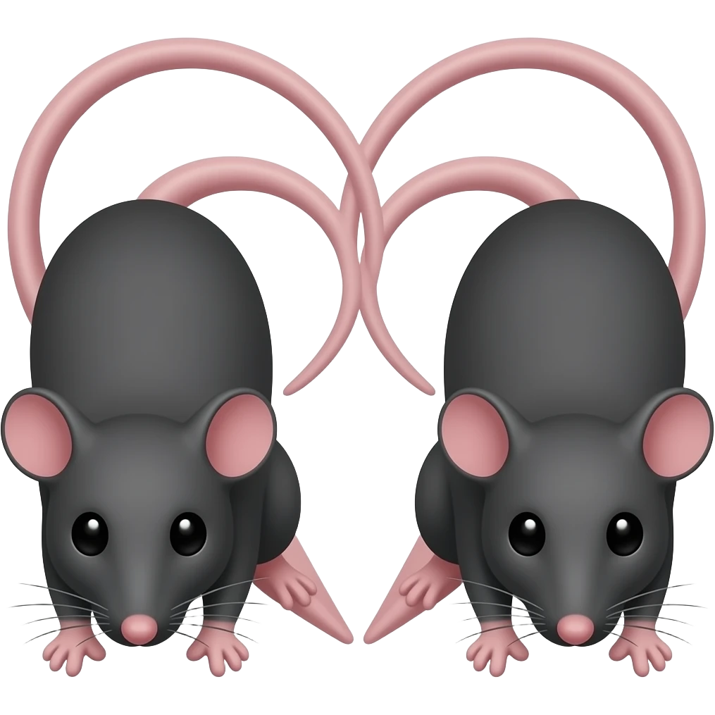 две черные крысы с хвостикам, которые образуют сердечко emoji