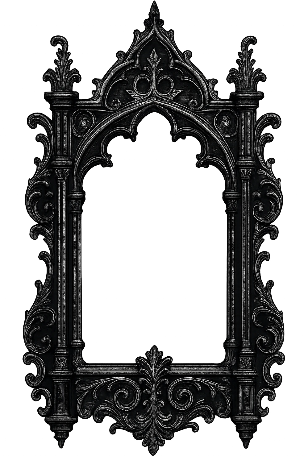gothic ornate frame, black and silver, no background emoji