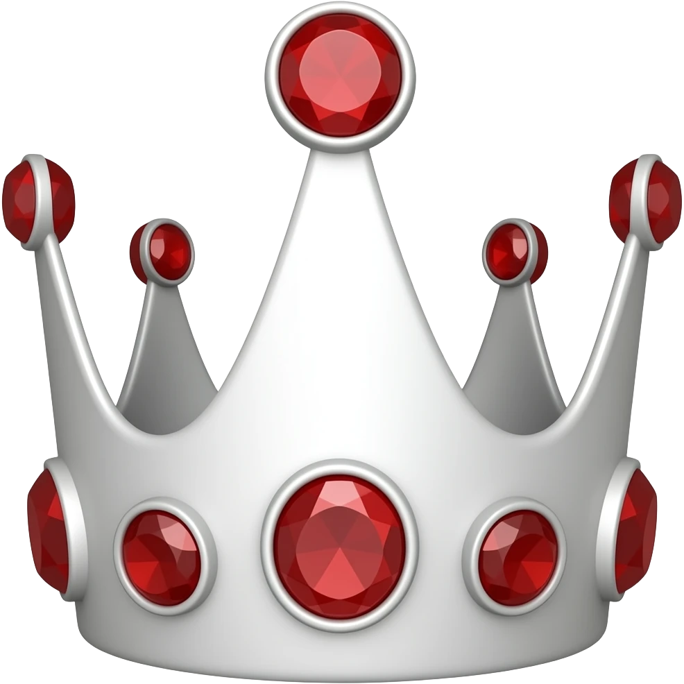 pointy white crown with red gems emoji