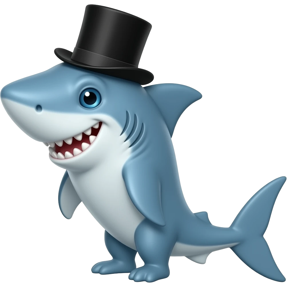 Shark with a top hat emoji
