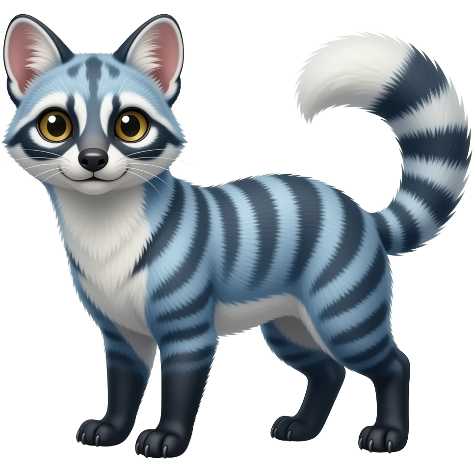Blue genet-Fossa-civet-Feli-mustelid-creature-hybrid, full body emoji