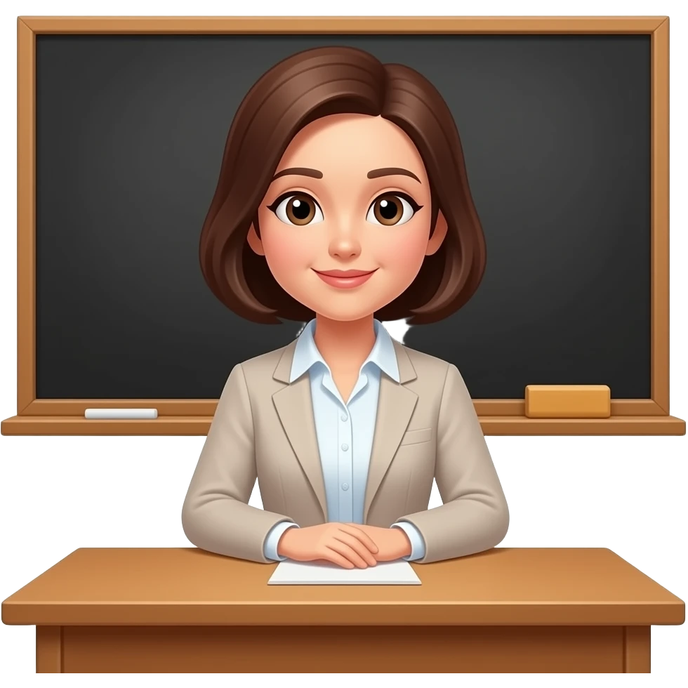 the teacher woman is behind the desk emoji