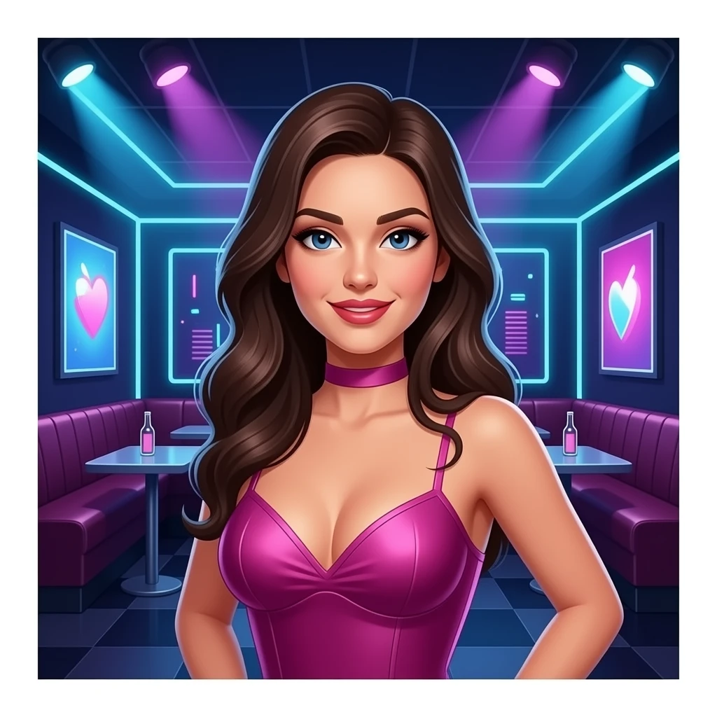 big discotheque interior with sexy girls emoji