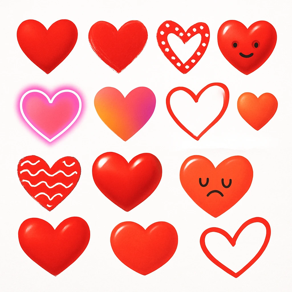 show more heart style emoji