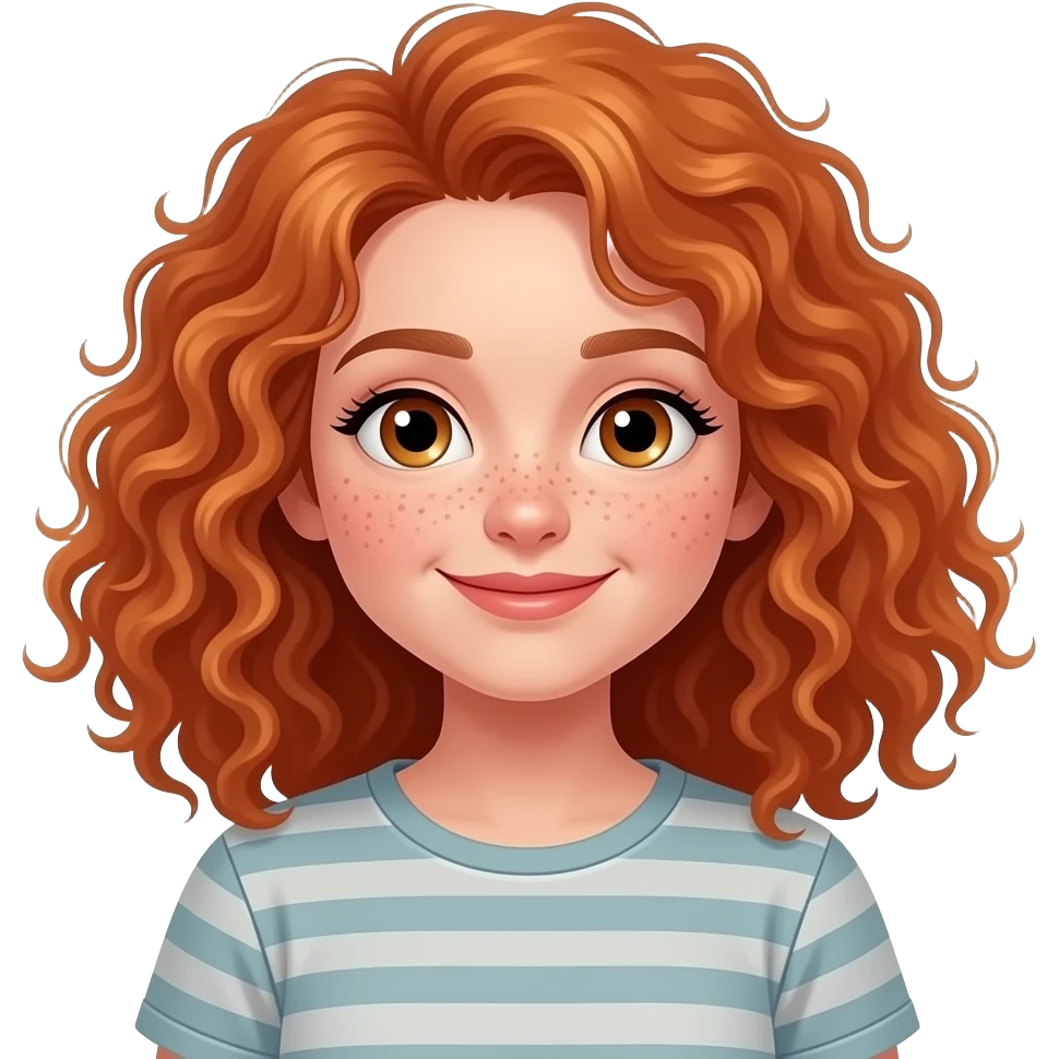 Fille rousse bouclés tâches de rousseur step emoji