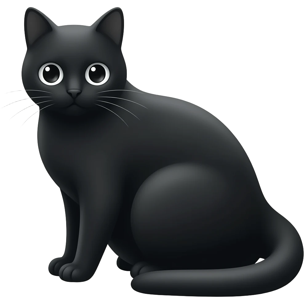 Silueta sediet čierna macka bez oči emoji