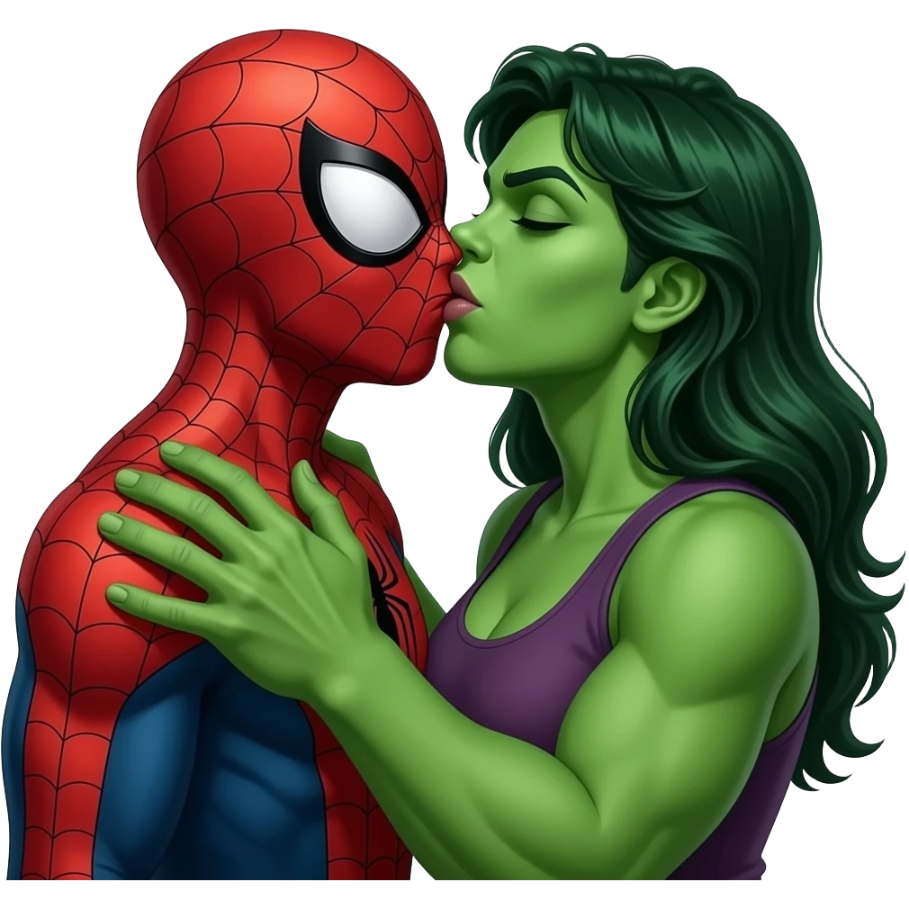 Spider man and hulk woman   kiss kiss creepy emoji