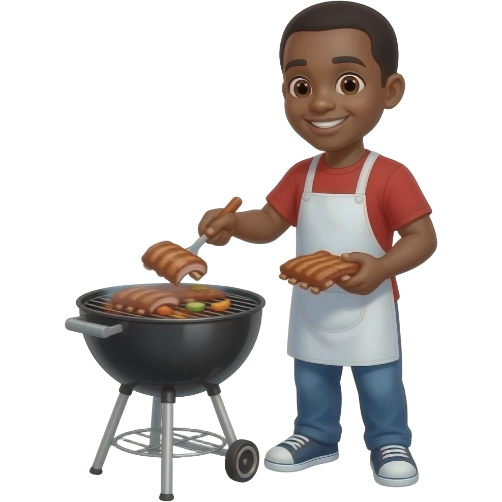 Black man making bbq ribs emoji