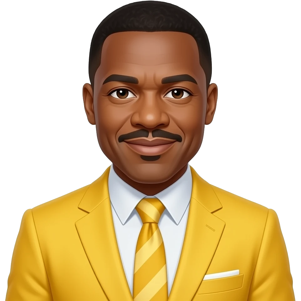 Steve Harvey in a yellow suit with a yellow shirt and tie emoji