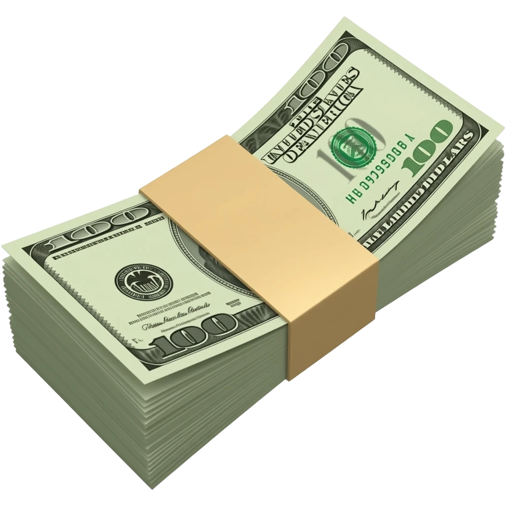 a realistic wad of cash with a beige ribbon emoji