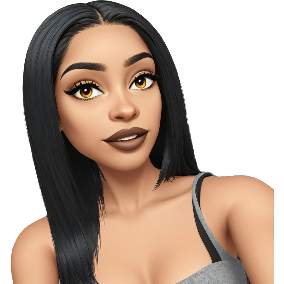 girl with black hair and car emoji