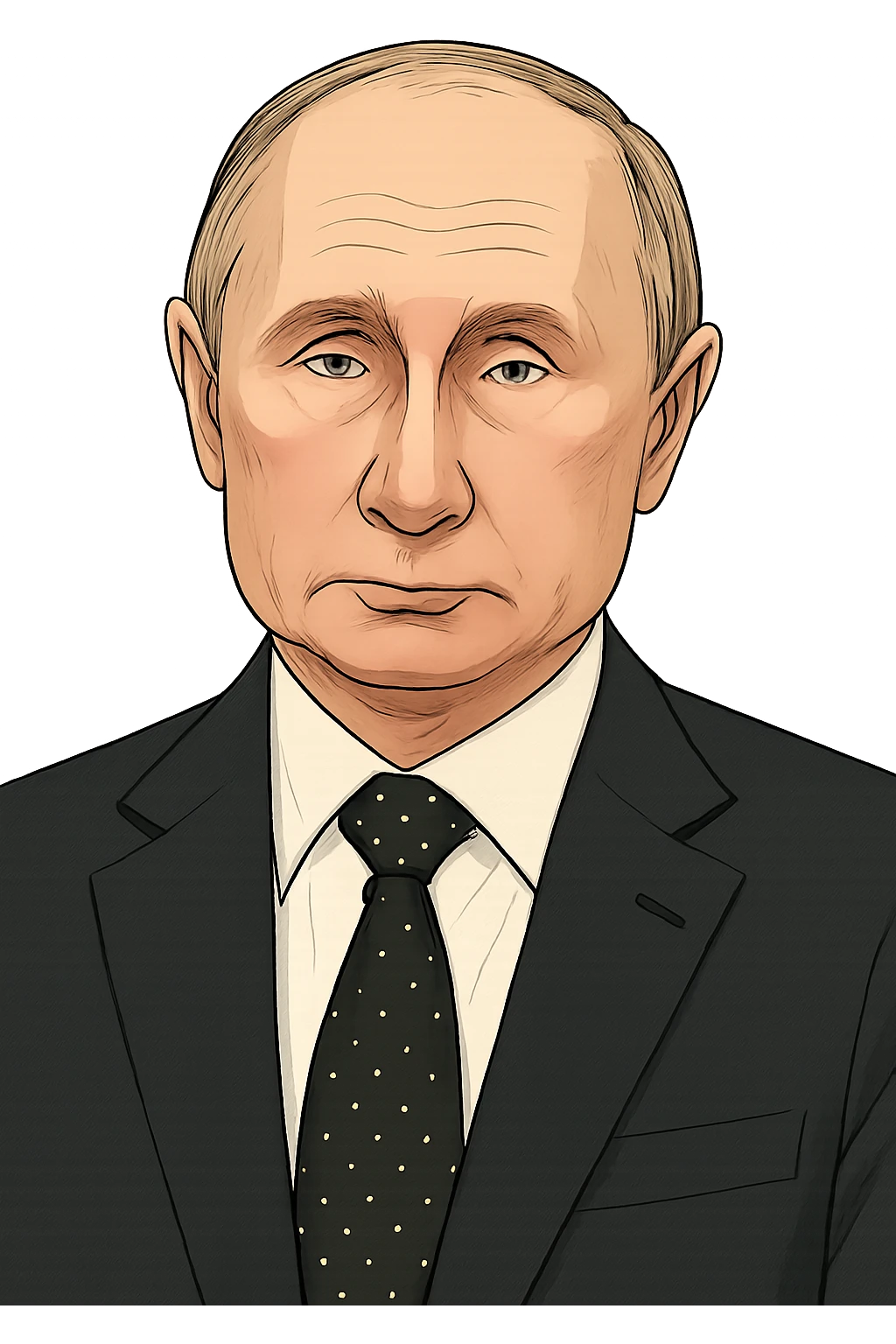 Владимир Путин в слегка рисованном, но при это объемный стиль, прозрачный фон emoji