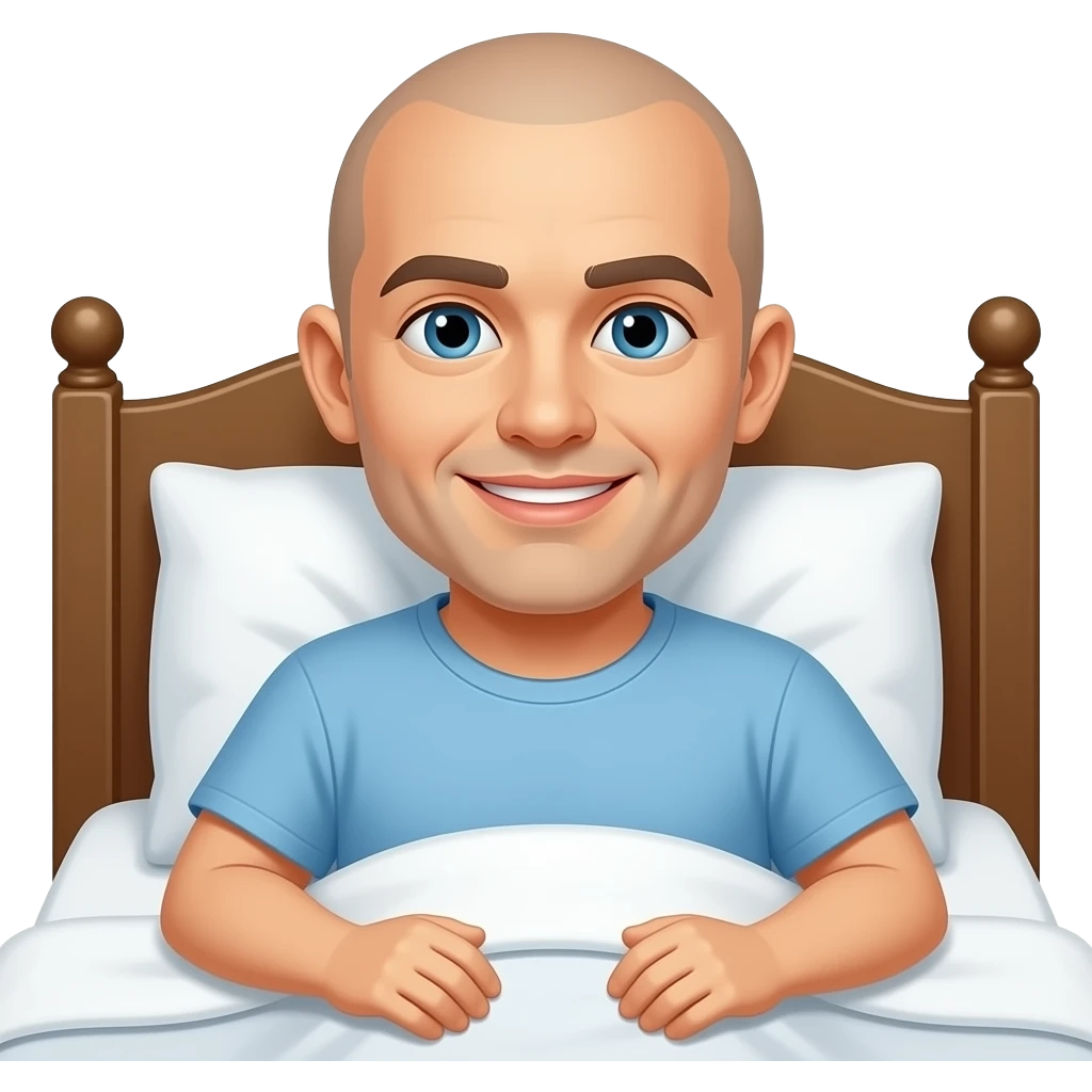 Uomo calvo  nel letto emoji