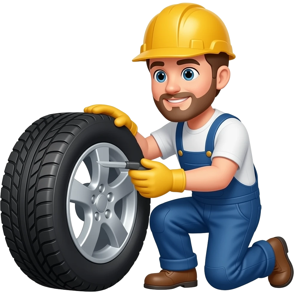 person inspecting a tyre emoji