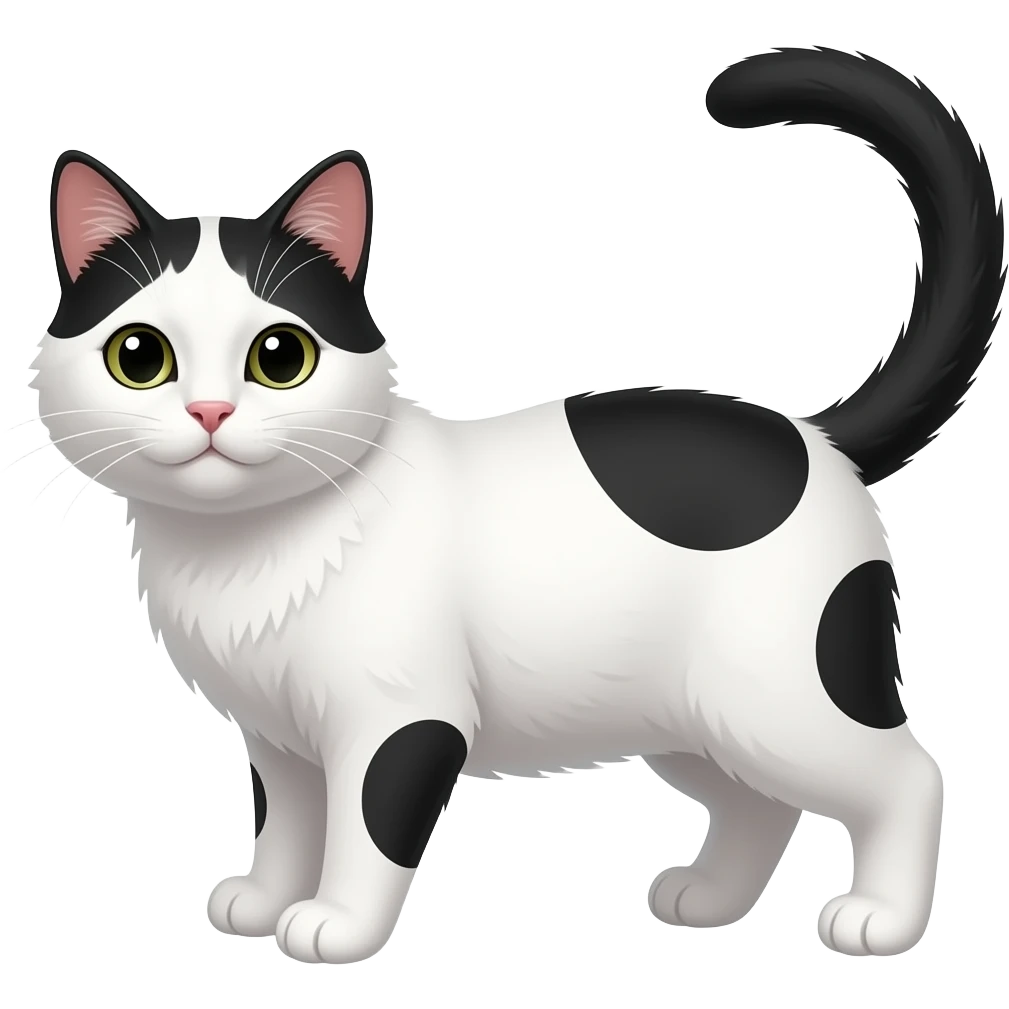 A white cat with black spots black tail emoji