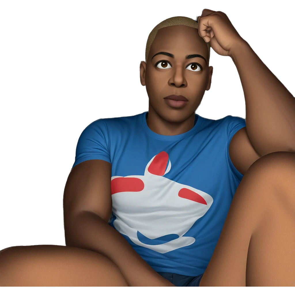 cool guy in blue shirt emoji