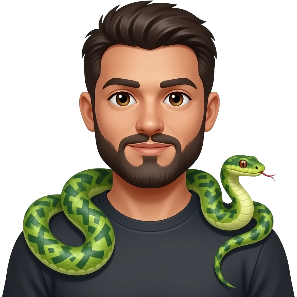 snake keeper holding a snake on shoulders emoji