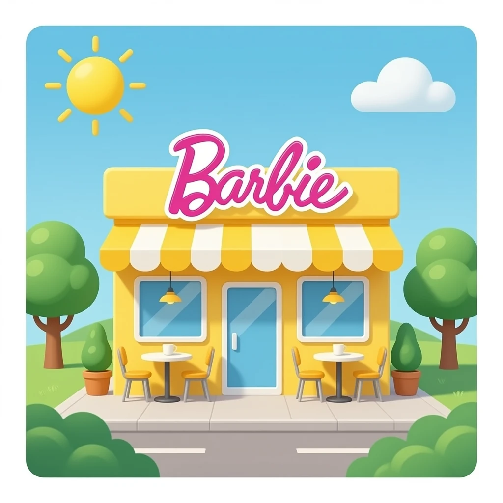 yellow cafe inspired by barbie colour pallete emoji