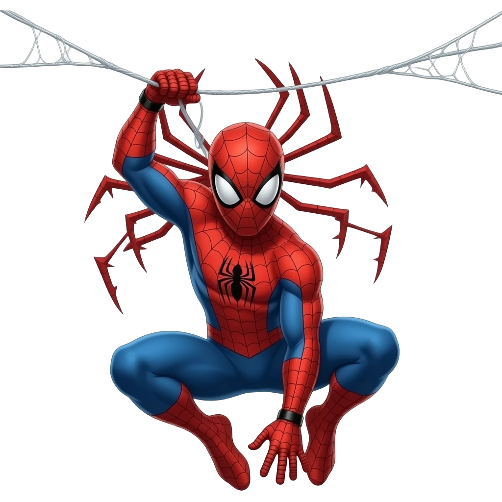 Spider man hanging with his spider web emoji